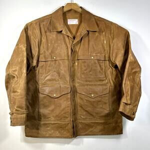 CC Filson Tin Cloth Cruiser Jacket Coat Mens 44 Large Brown Made in USA